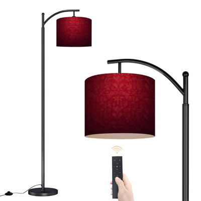Arc Floor Lamp Royal vintage Gothic horizontal red classic Floor Lamps with Remote LED Lights Adjustable Lamp Shades Tall Standing Lamps for Reading Office Living Room