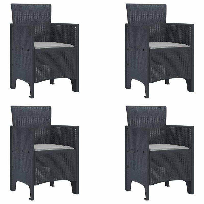 Patio Dining Side Chair, White, Anthracite