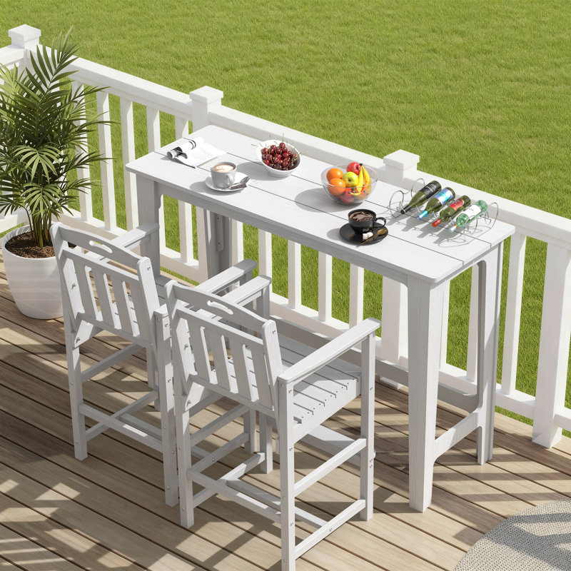 Table de bar à hauteur de bar rectangulaire 60,2 po pour patio, jardin, cour, balcon, au bord de la piscine, Blanc