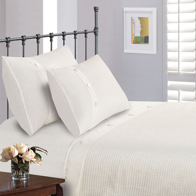 Amrah Polyester Solid Colour Duvet Cover Set, King Duvet Cover Set, White