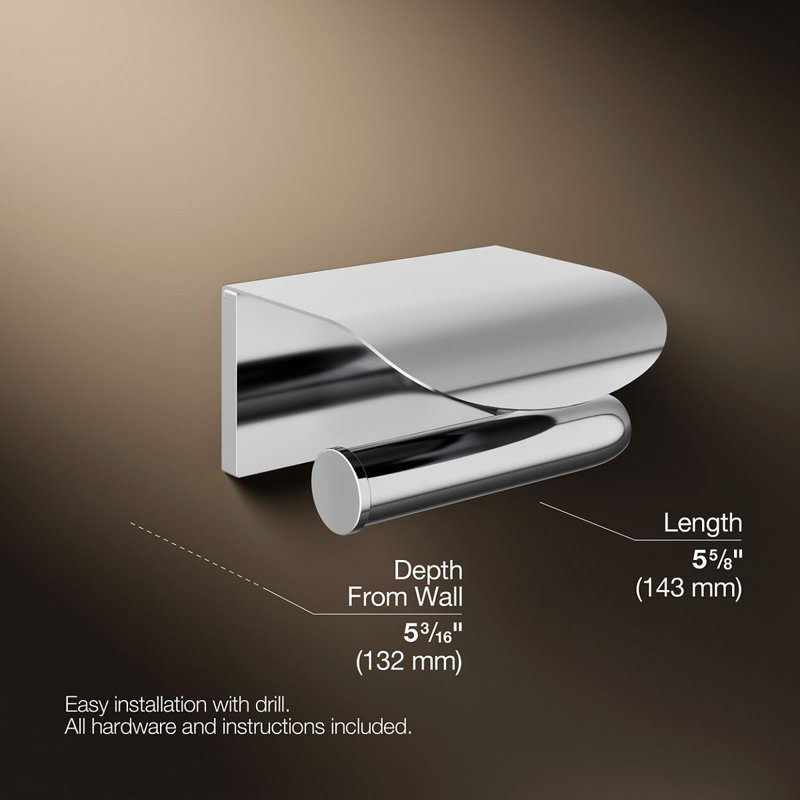 Avid Wall Mount Toilet Paper Holder, Polished Chrome