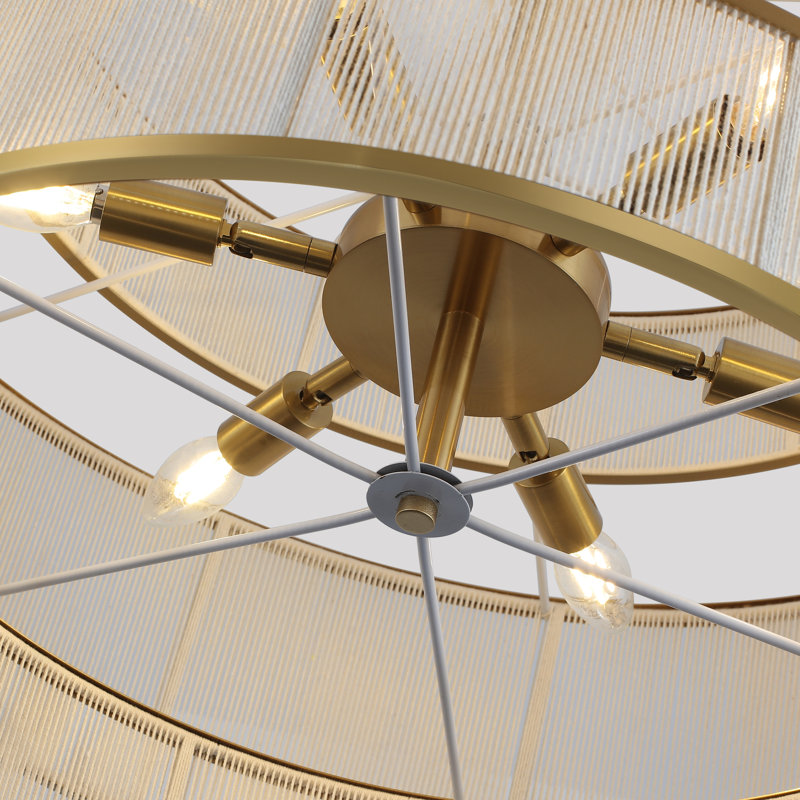 Lustre tambour 6 lumières tissées à la main à intensité variable