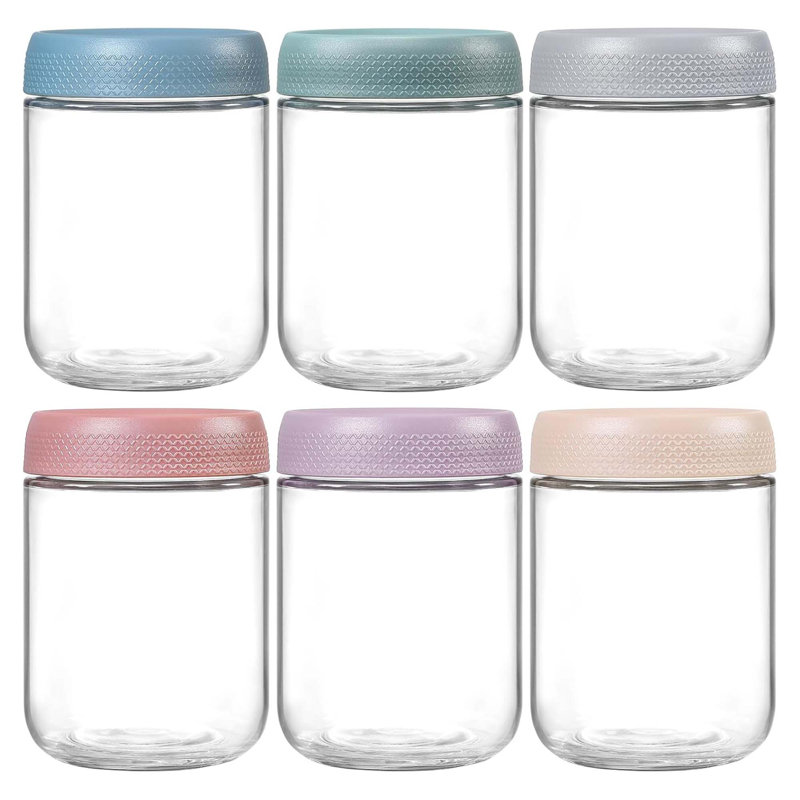 6 Pack 16 Oz Glass Jars With Airtight Lids, Wide Mouth Mason Jars For Overnight Oats, Yogurt, Snacks, Salads