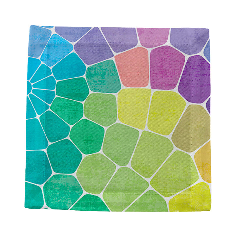 Mosaic Cotton Sateen Cocktail Napkins, Purple Multi