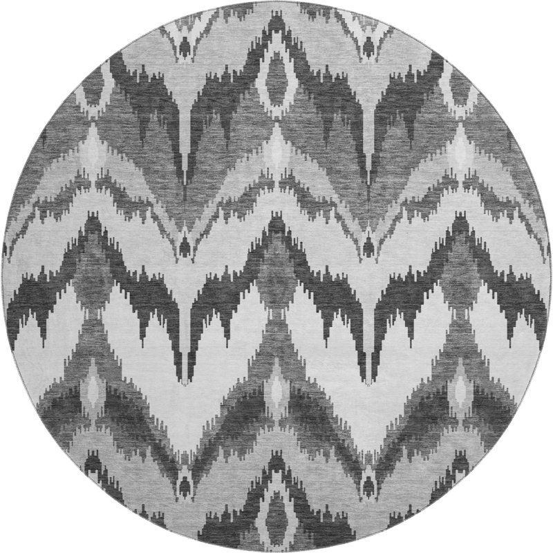 Premium Machine Washable Prisco Grey Rug, Rond 8 pi