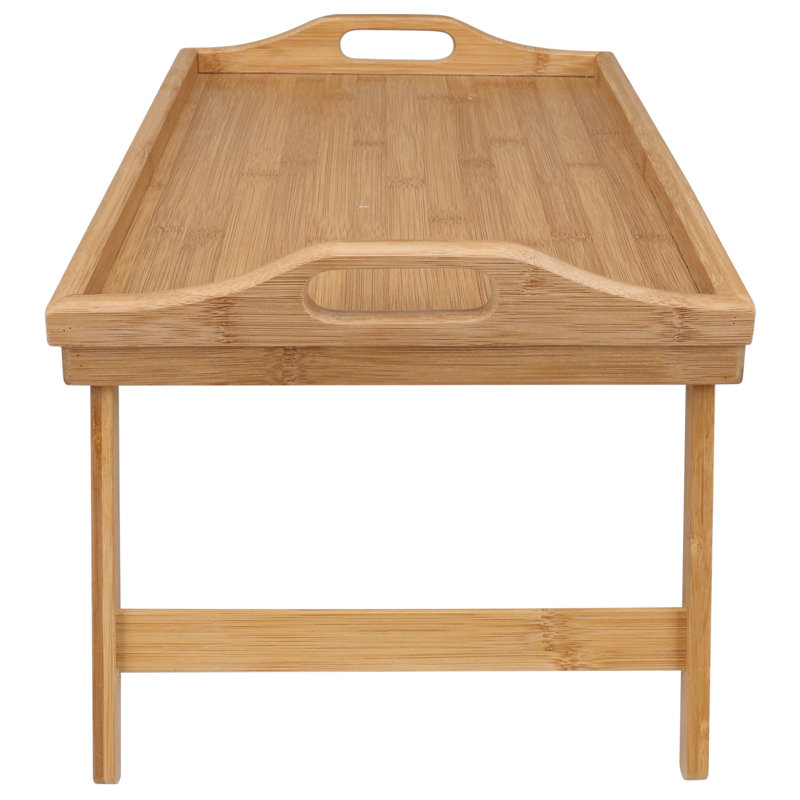 Natural Bamboo Folding Breakfast Tray with Black Finish
