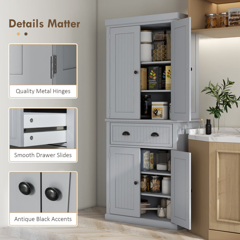 Garde-manger colonial gris - capacité totale de 143 lb avec tablettes réglables pour une utilisation dans plusieurs pièces