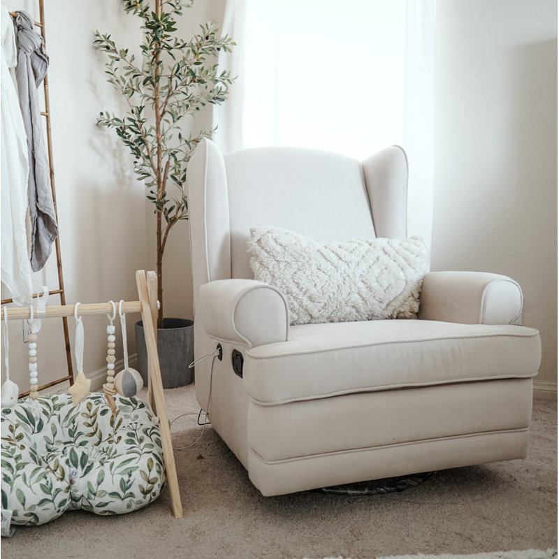 Serenity Wingback Steel Gray Swivel Recliner with USB Port