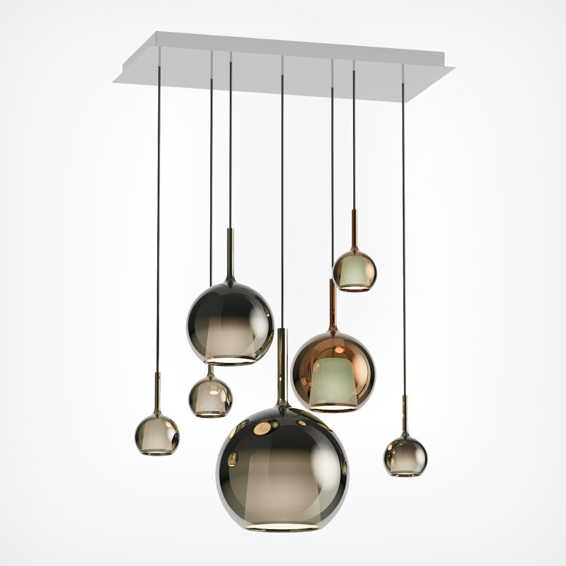 Glo Rectangular Chandelier 7 Pendants, Mixed Color