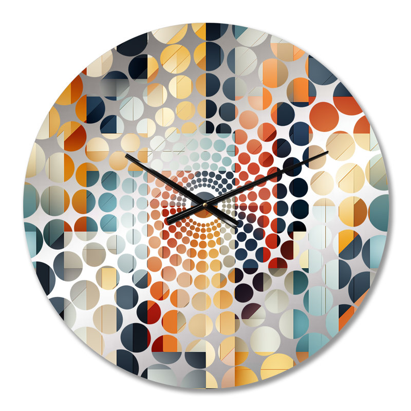 Horloge murale rayée bleue à motif géométrique cubique, Petit