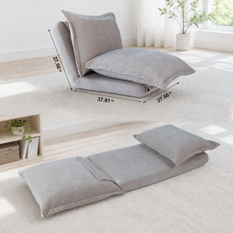 Canapé-lit convertible avec dossier réglable, mousse haute densité et conception peu encombrante, Gris clair