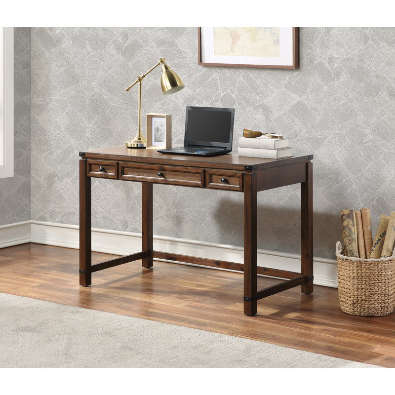 Conde Solid Wood Base Writing Desk, Brushed Walnut