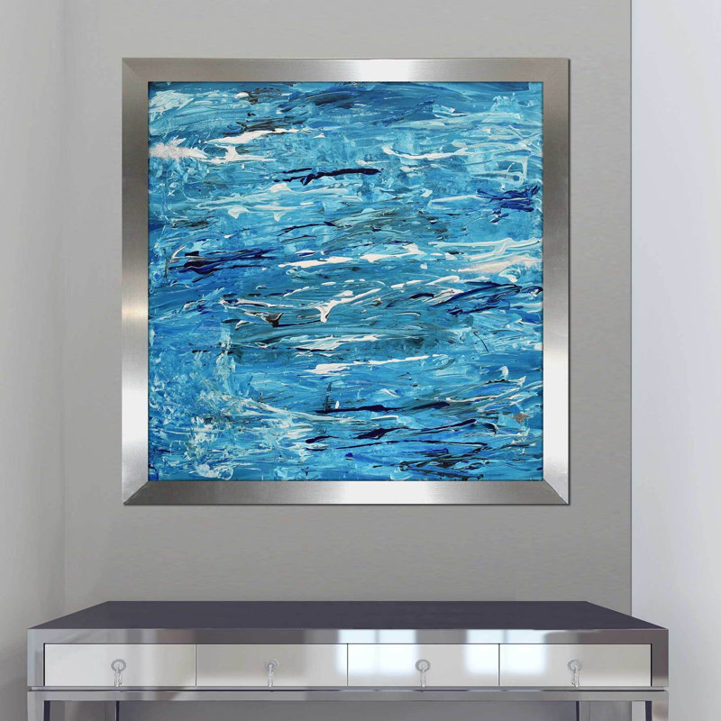 «Blue Maze (Hort)» par Cassie Studios - reproduction imprimée, H 25,5 po x l 25,5 po x P 1 po, Cadre noir