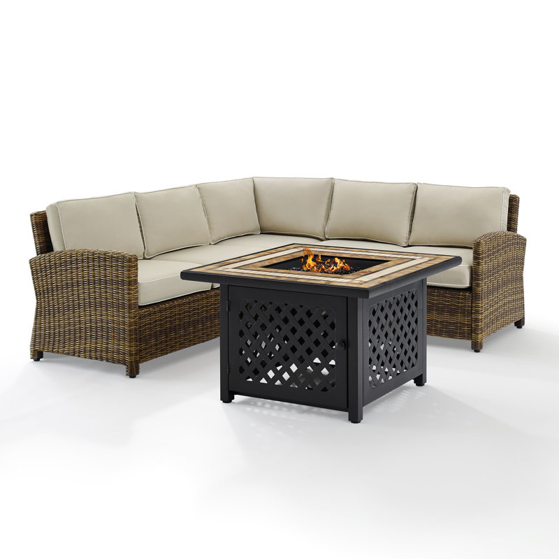 4 - Person Patio Conversation Set with Cushions, Sand