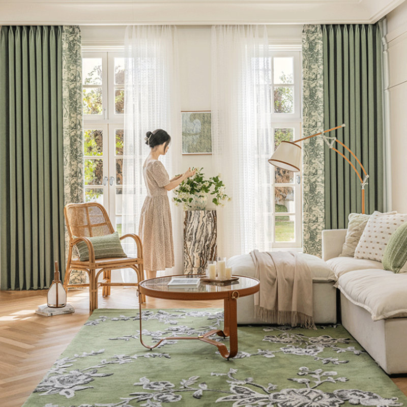 Velvet Room Darkening Curtain Pair, Green, 50" W x 108" L