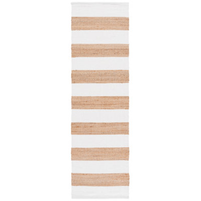Natural Fiber 609 Hand Woven 70% Jute; 20% Wool; 10% Cotton Striped Rug