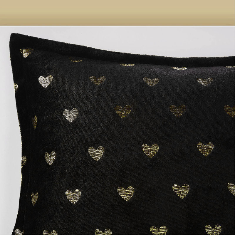 3 édredon ultraléger noir / or avec coussin décoratif pour lit simple / simple TG, lavable à la machine, envers en microfibre imprimé à l'envers