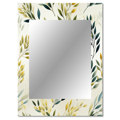 Trautman Zen Leaves - Plants Wall Mirror, Botanical, Nature, Floral Decorative Mirror, Printed Metal Art