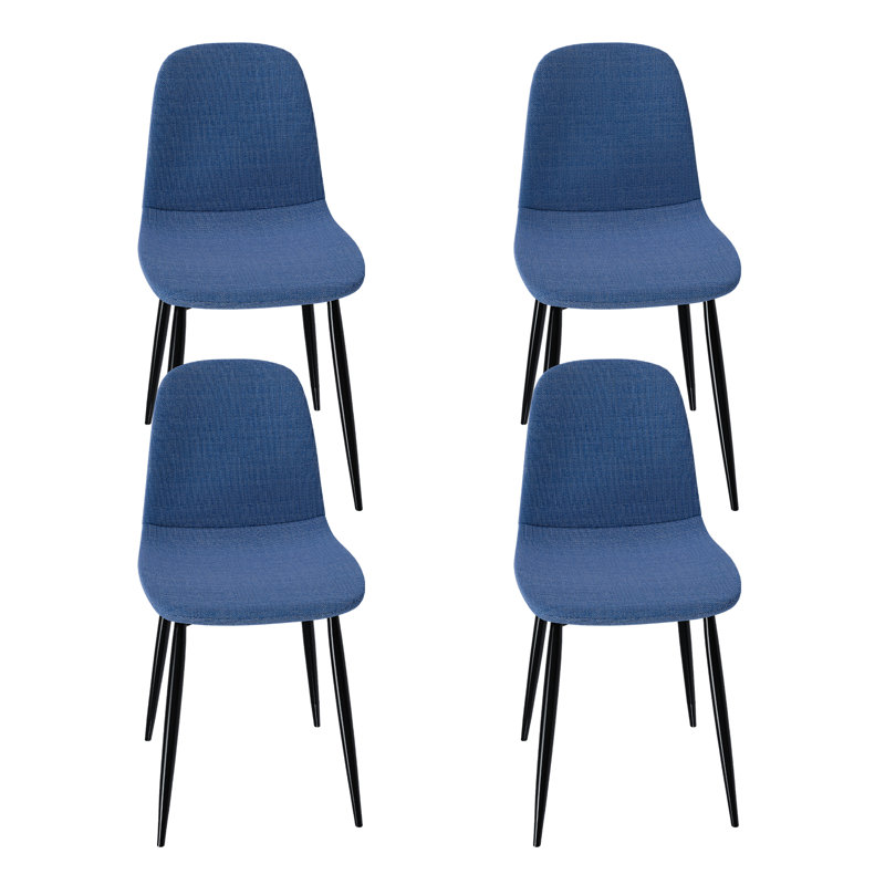 Chaises de salle à manger modernes en tricot bleu, pieds en fer, style contemporain pour la cuisine