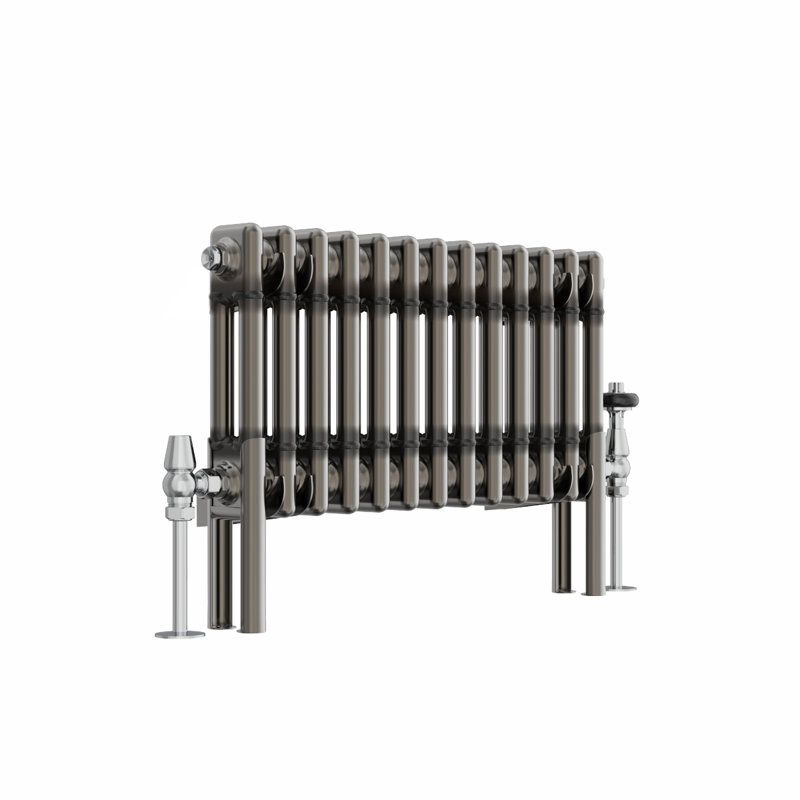 Doe Horizontal Traditional 2 Column Radiator Raw Metal, 300cm H x 605cm W x 70cm D