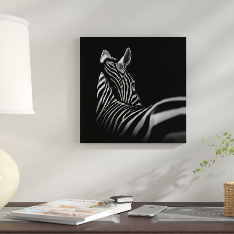 « zèbre i », reproduction de photo sur toile, H 18 po x l 18 po x P 1,5 po, Pas de tapis, Toile tendue