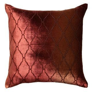 Velvet Throw Pillow, Square 18"H x 18"W, Paprika
