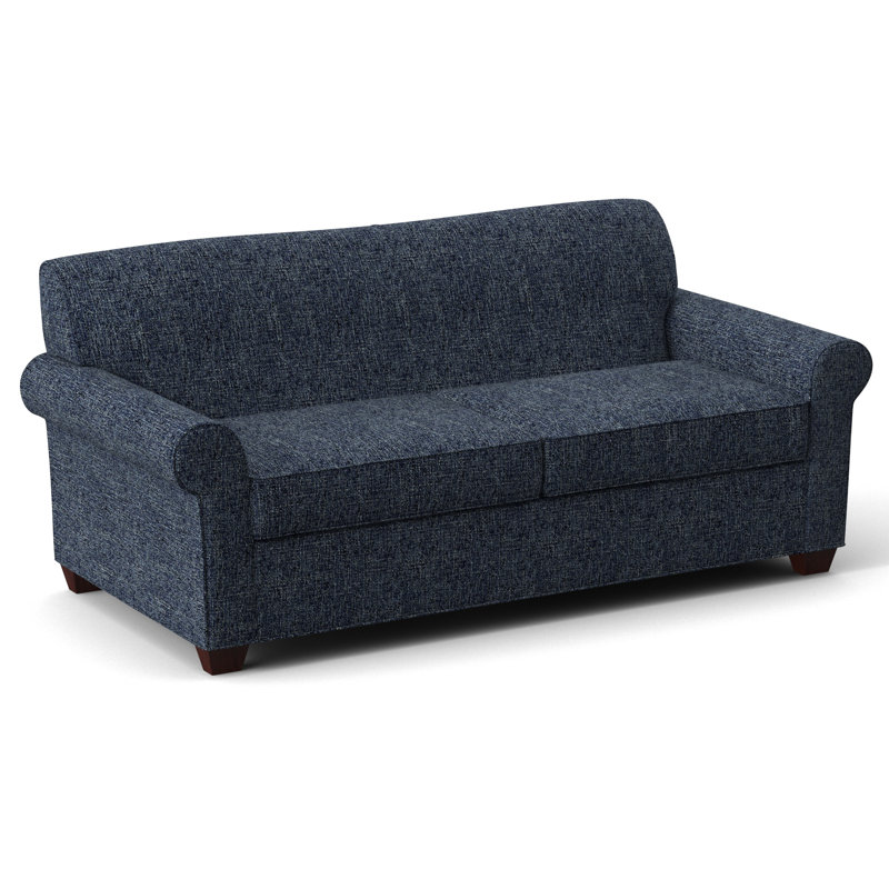 Finn 75" Rolled Arm Sofa Bed, Empire Mahogany, Connelly Blue Jay, Innerspring