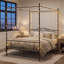 Kingsize (5') Steel Four Poster Bed-728506458