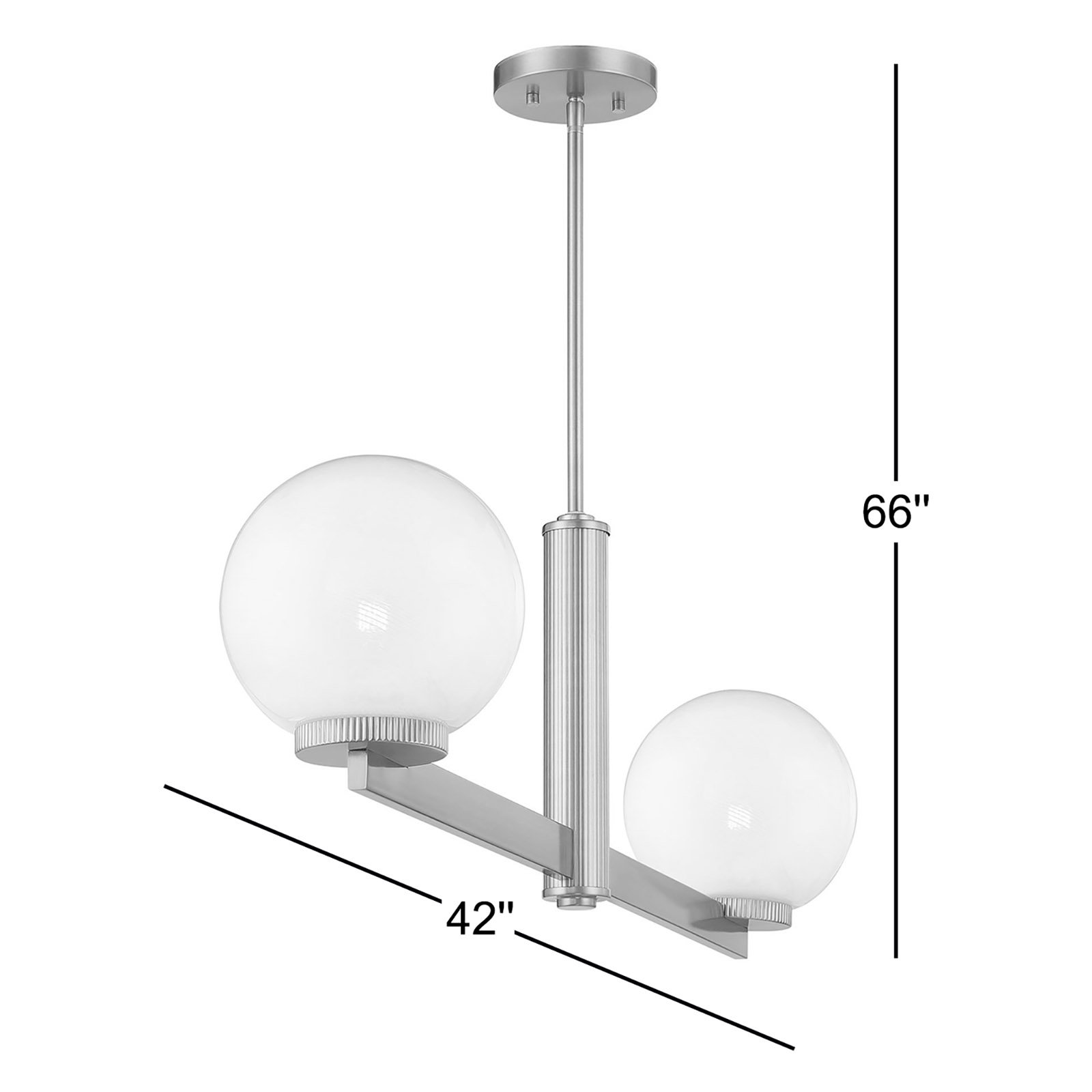 Claudette 2-Light Chandelier, Natural Brass