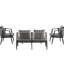 Ensemble de sièges d'extérieur en fer - 2 lits simples, 1 chaise double et table idéale pour les rassemblements dans les jardins avec coussins pour 4 personnes confortables, patio, pelouse, piscine-1250045187