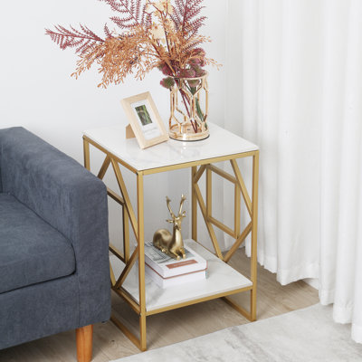 Alfio Marble Top Frame Square Side Table