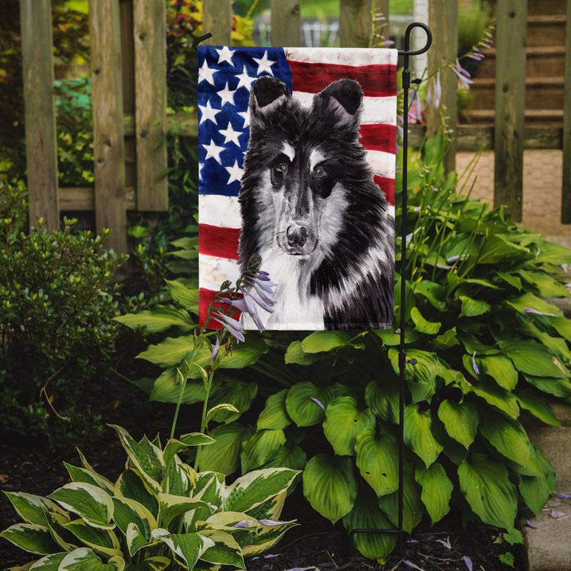 2 côtés en polyester de 2 côtés american drapeau de jardin, Noir / blanc colley