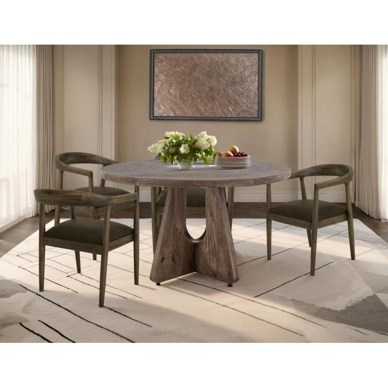 Ensemble de salle à manger 47 po avec 4 chaises Natural Teca, H 29,75 po x l 47 po x P 47 po