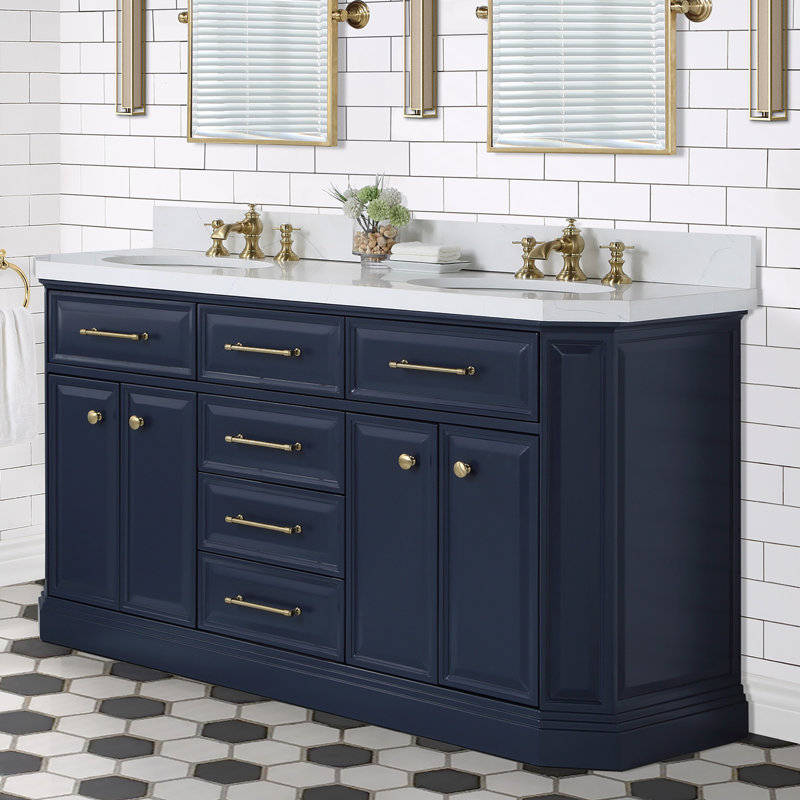 Palace 60'' W Vanity, Monarch Blue, Satin Gold