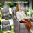 Wickes 4-Piece Outdoor Conversation Set With 3-Seat Sofa, 2 Swivel Gliders & Rectangle Fire Pit Table, 6" Thick All-Weather Cushions-1333910412-1333910410