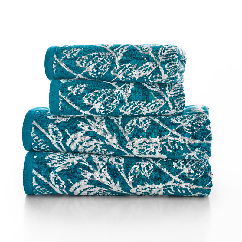 Secret Garden 550gsm Yarn Dyed Jacquard Comfort Co 100% Cotton Midweight, Teal, Bath Towel - 1 Pack