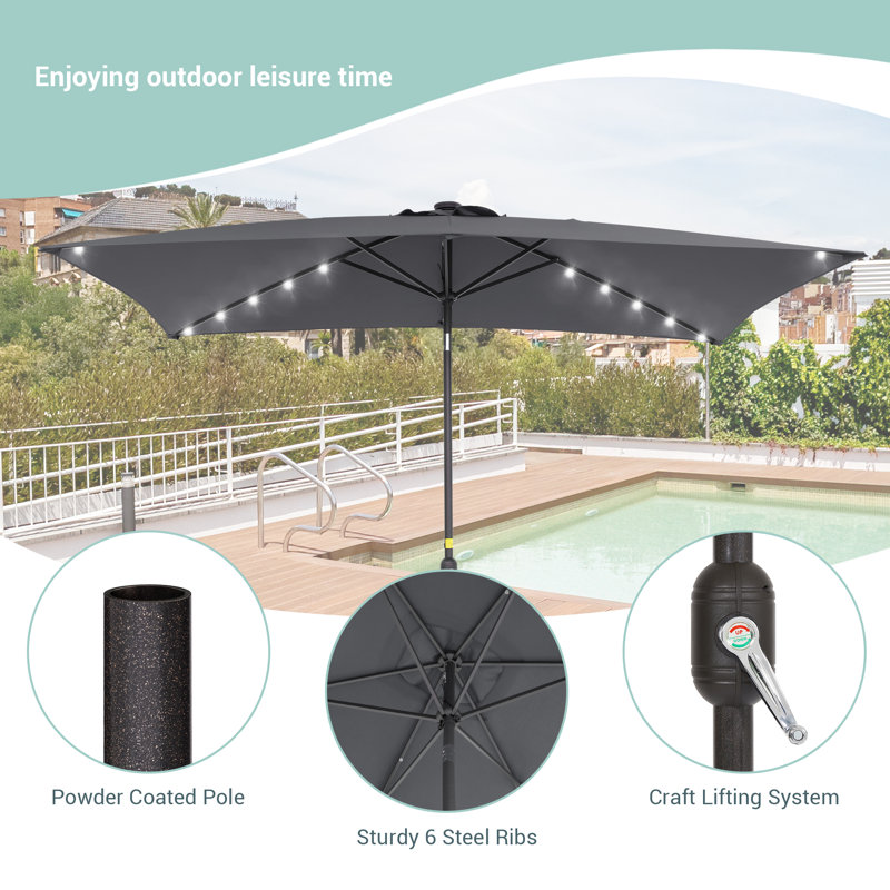 Parasol de marché rectangulaire 10 x 6,5 pi Forontenac, Gris anthracite