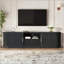 Meuble télé rétro avec porte coulissante pour téléviseur de 75 po ou moins avec design cannelé-517290138