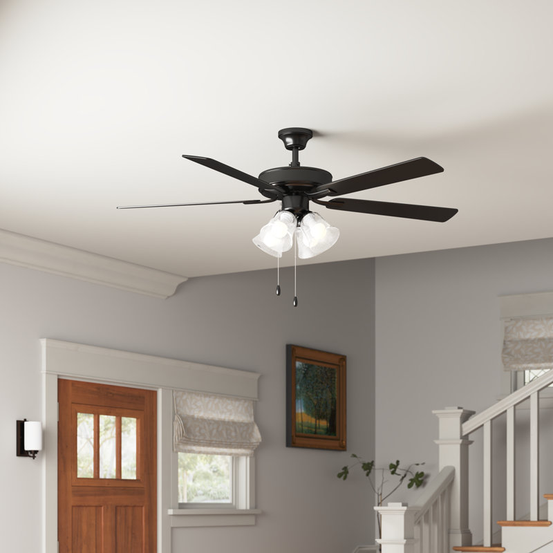 Hutcheson 52'' Ceiling Fan with Light Kit, Matte Black