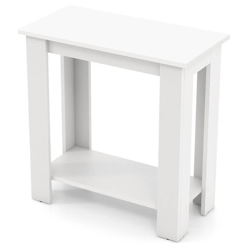 Karry Solid Wood Top End Table, White