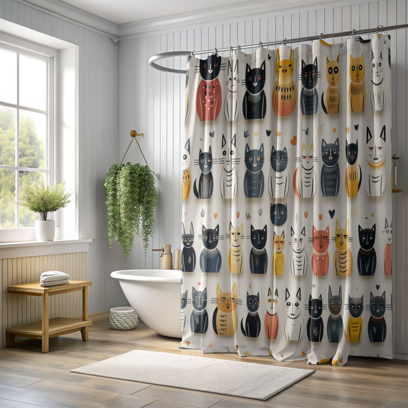 Haunted Kitties - Rideau de douche Premium, H 74 po x l 71 po