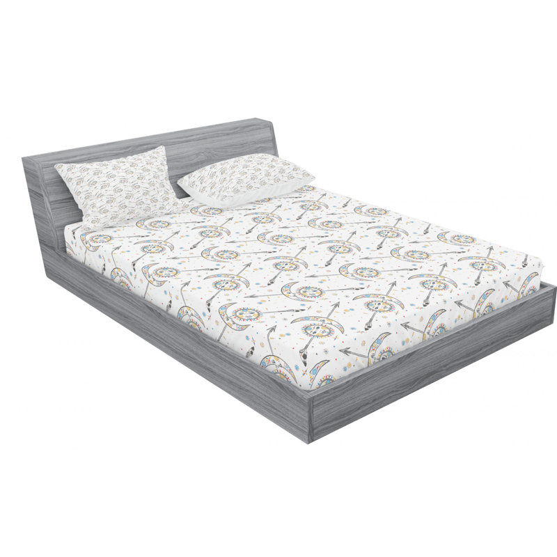Microfiber Geometric Sheet Set, Queen Sheet Set with Fitted Sheet