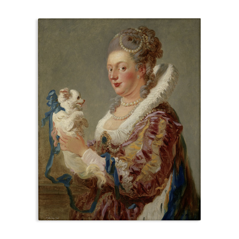 Art mural sur toile Victorian Lady & Her Dog, design par Stellar Design Studio, H 20 po x l 16 po