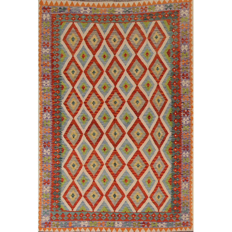 Tapis réversible en laine Kilim 7 x 7