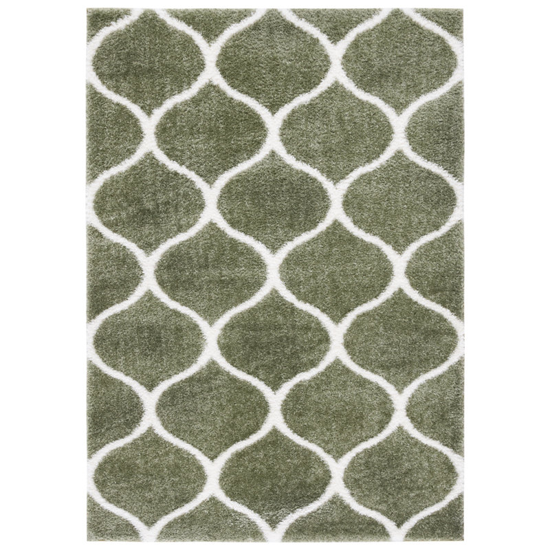 Tapis sauge / blanc Farhanaz, Rectangle 5 pi x 7 pi