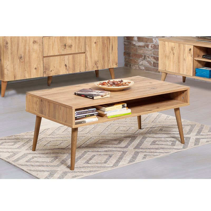 Table basse avec rangement Benesh, Chêne