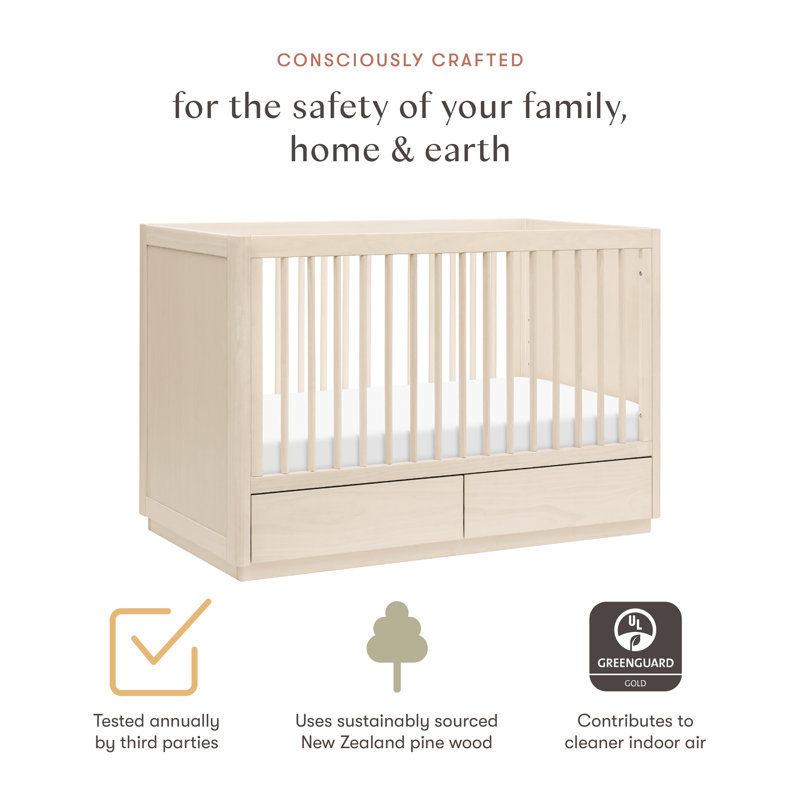 Bento 3-in-1 Convertible Crib with Storage, Washed Natural