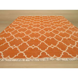 Yellow Hand-Knotted Wool Moroccan Lattice Pattern Geometric Modern Contemporary Carpet Rug