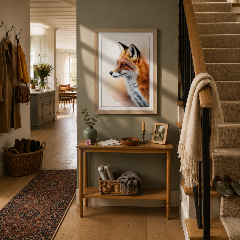 Fox in Profile Boho - Framed Print, A3 - 42.0 x 29.7 cm, White