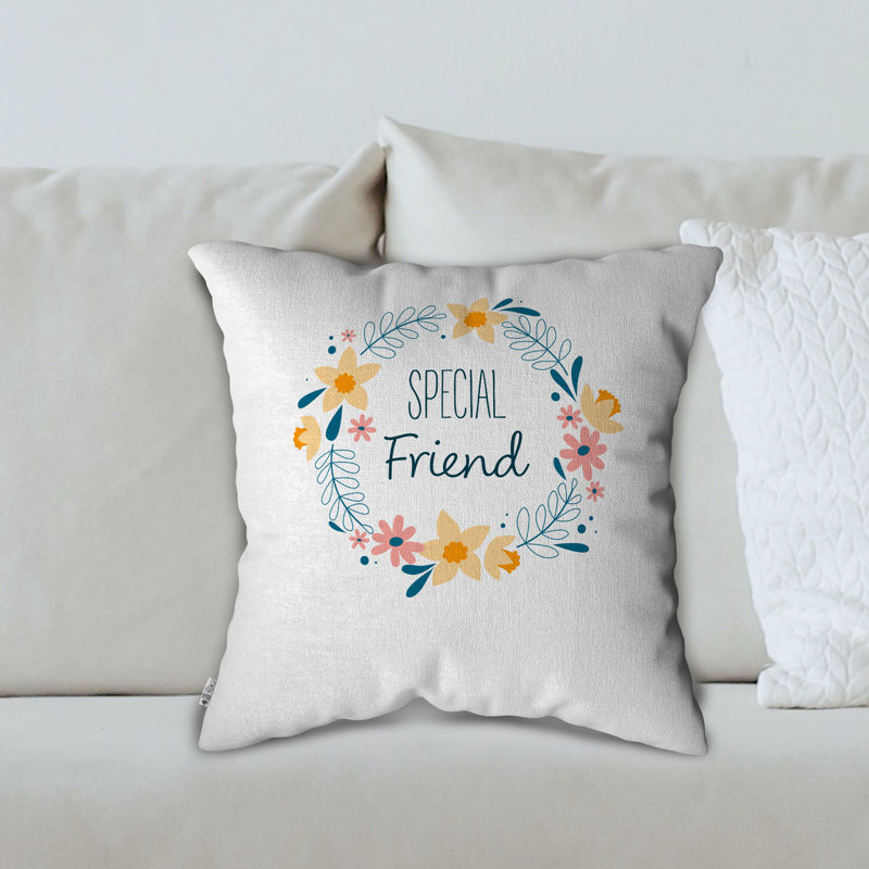 Floral White Square Cushion Cover